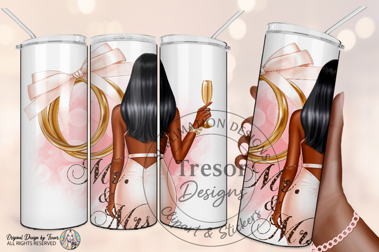 Mr And Mrs Bride Tumbler PNG Wedding Wrap Sublimation Design