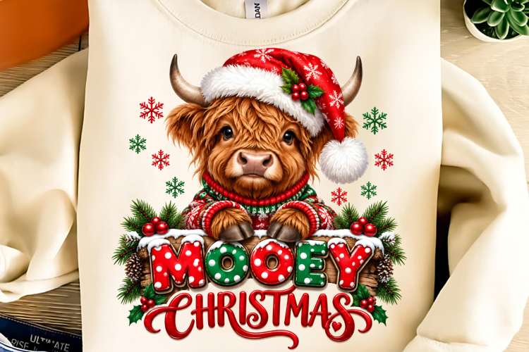 Highland Cow Christmas PNG Design, Trending Christmas PNG
