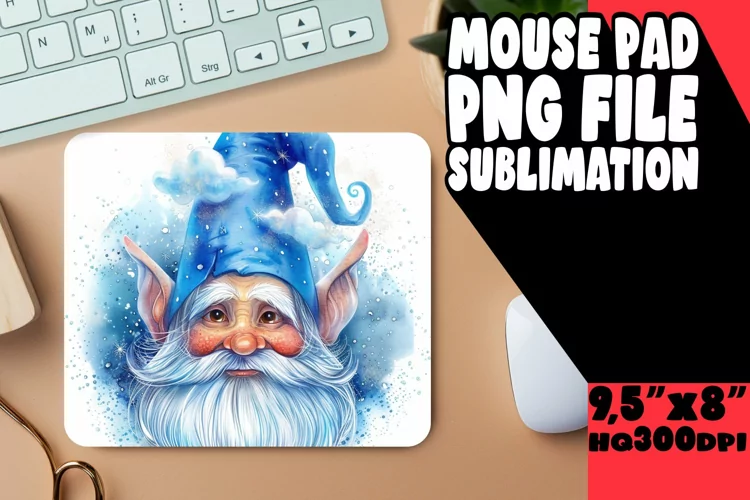 Enchanting Gnome Mouse Pad Design Watercolor Edition