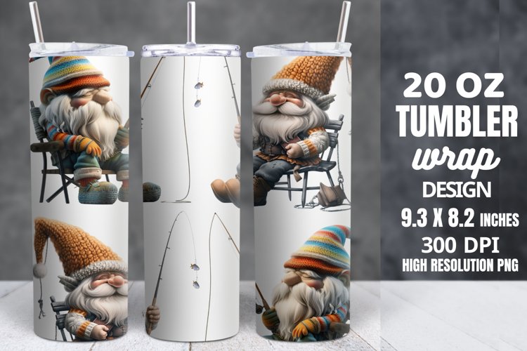 Fishing Gnomes Tumbler Sublimation Wrap