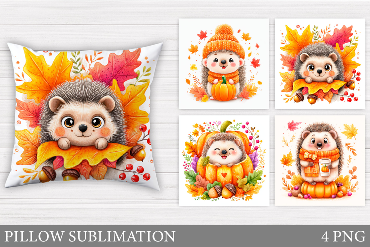 Fall Hedgehog Pillow Design. Fall Pillow Sublimation