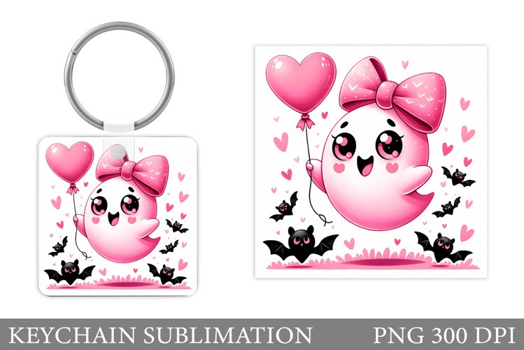 Cute Ghost Keychain Design. Cute Halloween Keychain