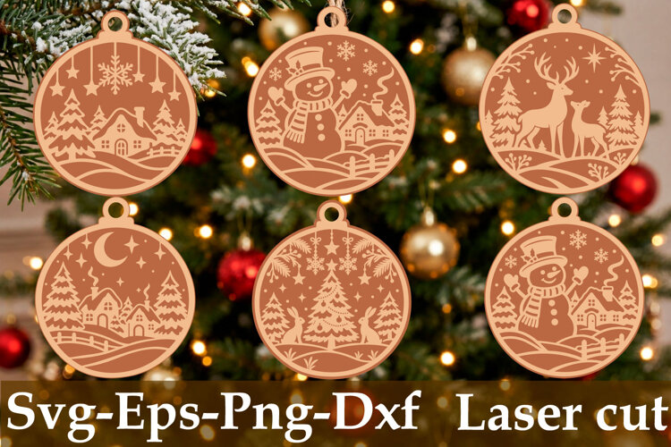 Christmas Tree Ornament Laser Cut SVG example image 1