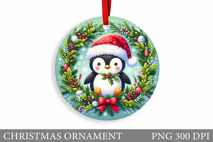 Cute Penguin Sublimation. Cute Penguin Christmas Ornament
