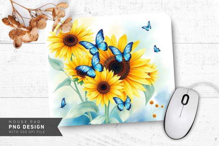 Sunflower Foliage Mouse Pad PNG Design