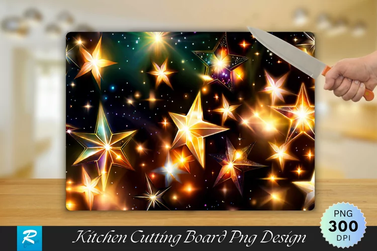 Star Lights Cutting Board Sublimation Design
