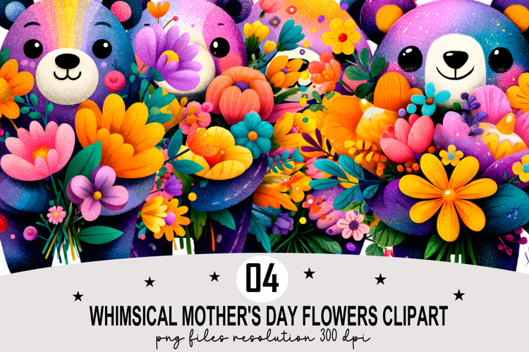 Whimsical Mothers Day Flowers Clipart Watercolor PNG