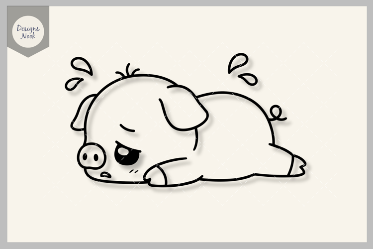 Tired Piglet SVG, Sleepy Baby Pig SVG, Cute Exhausted Pig