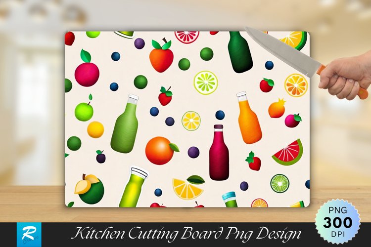Fruits Juices Cutting Board Sublimation Design example image 1