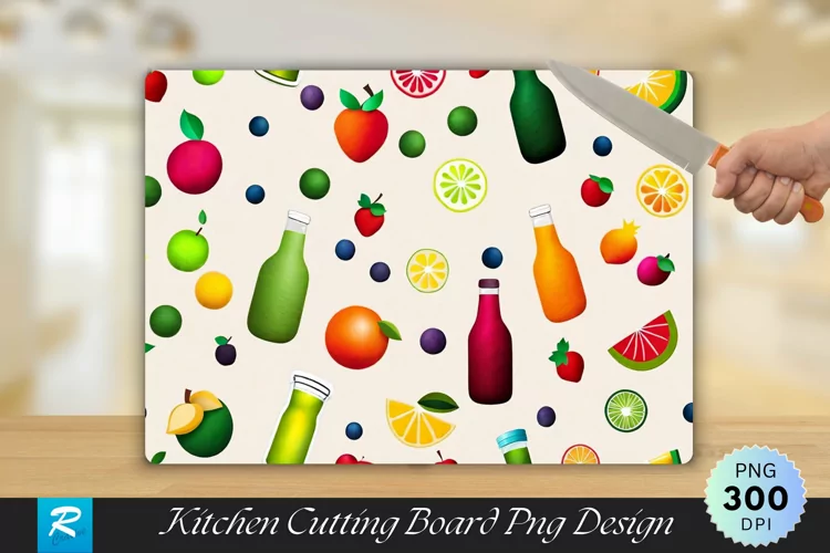 Fruits Juices Cutting Board Sublimation Design