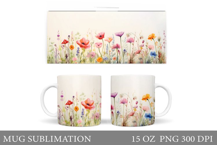 Flowers Mug Sublimation. Wildflowers Mug Design example image 1