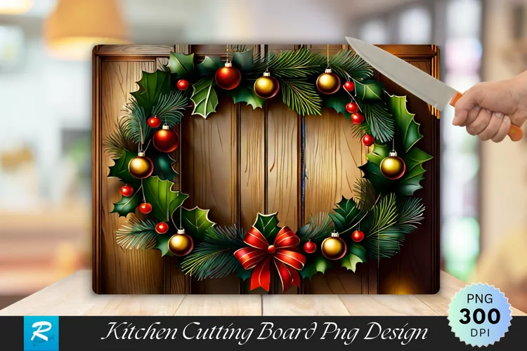 Season's Greetings Garland Cutting Board Sublimation