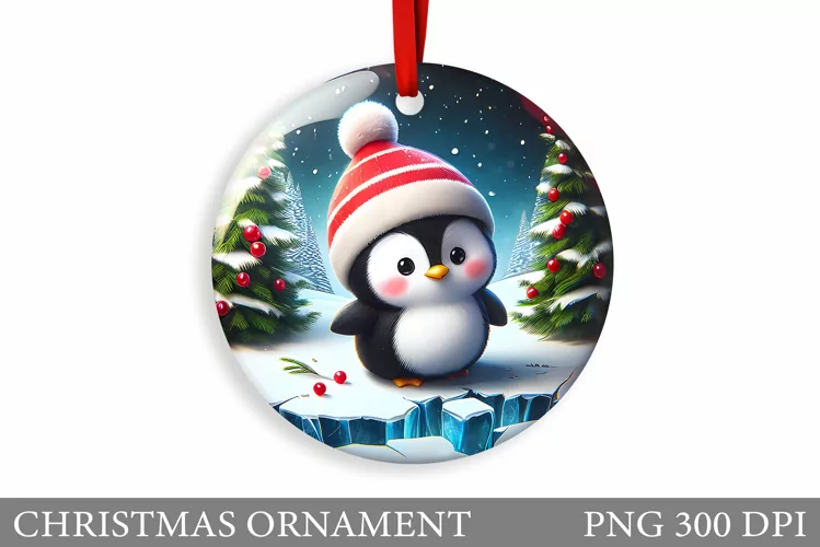 Cute Penguin Sublimation. Cute Penguin Christmas Ornament