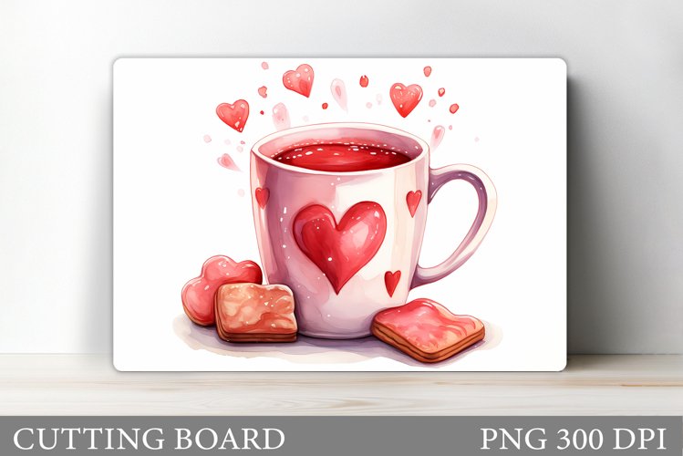 Valentines Drink Cutting Board. Hearts Cutting Board Design example image 1