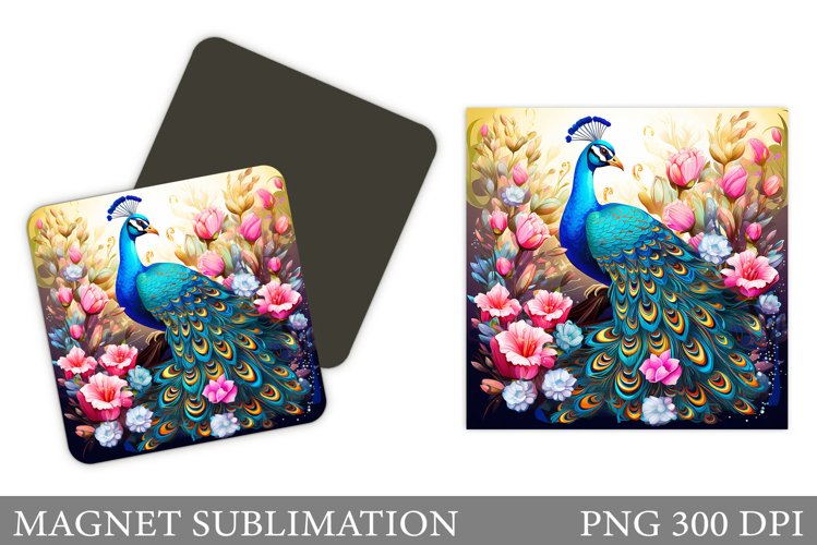 Peacock Magnet Sublimation. 3D Peacock Magnet Design