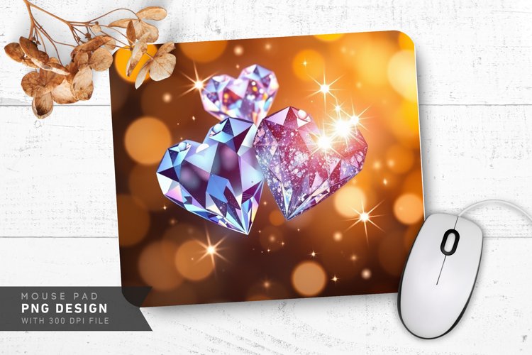 Sparkling Diamond Heart Mouse Pad PNG Design