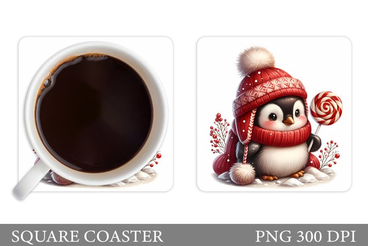 Cute Penguin Coaster Design. Cute Penguin Sublimation example image 1