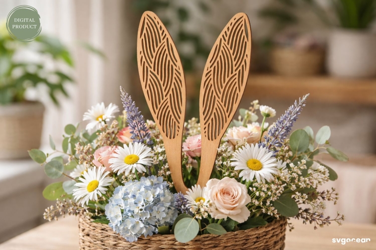 Easter Bunny Ears Laser Cut | Spring Decor | SVG