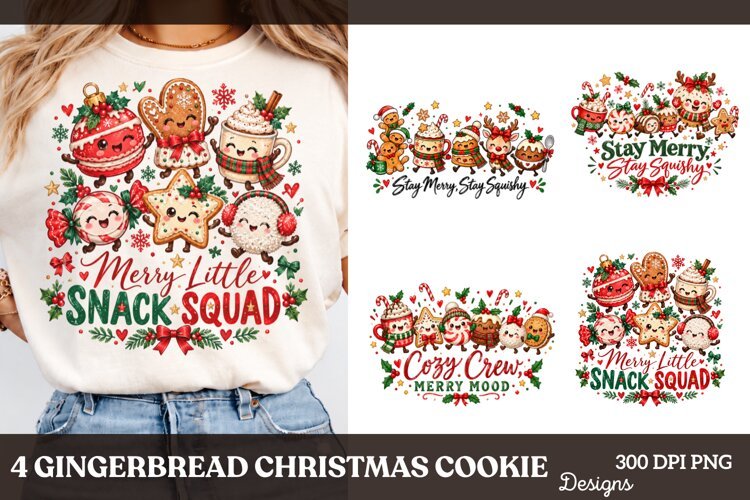 4 Gingerbread Christmas Shirt PNG Designs, 4 Girly Gingerbre example image 1