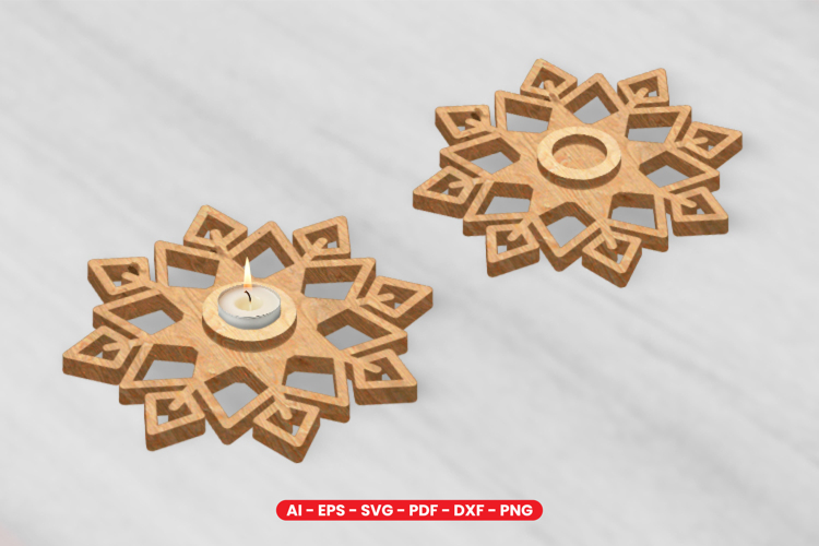 Snowflake Tealight Holder Laser Cut Design