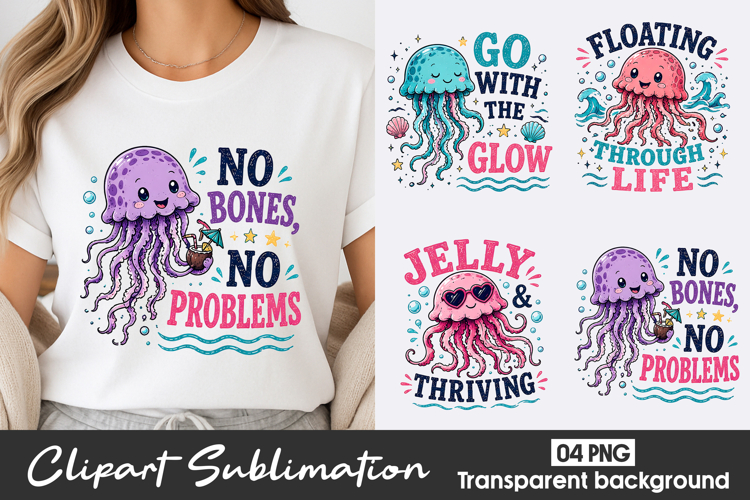 Cute Jellyfish Clipart Sublimation PNG