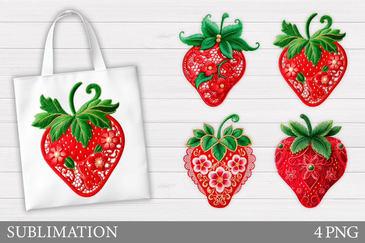 Strawberry Sublimation. Strawberry Tote Bag Design