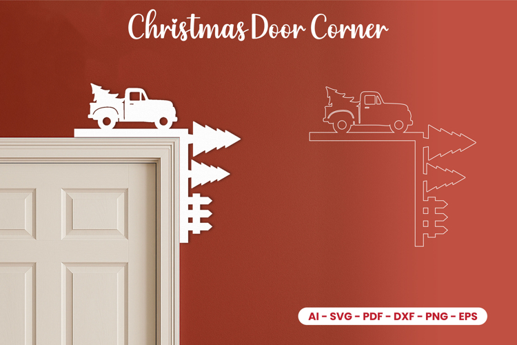 Christmas Door Corner Laser Cut SVG