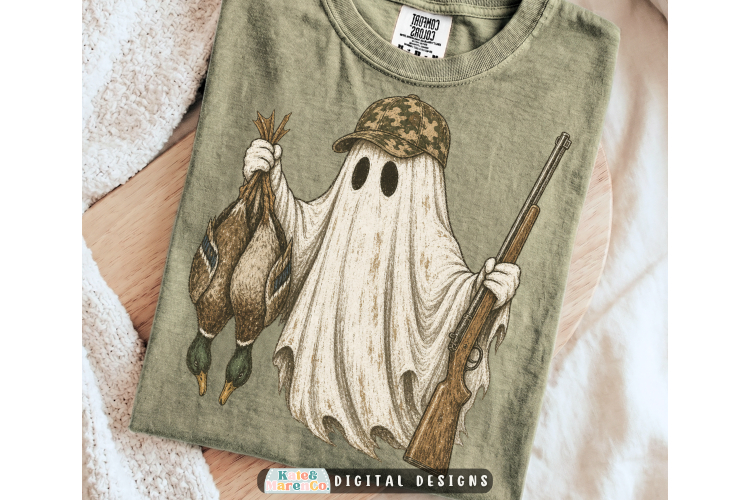 Vintage Hunting Ghost PNG | Retro Halloween Mallard Duck PNG