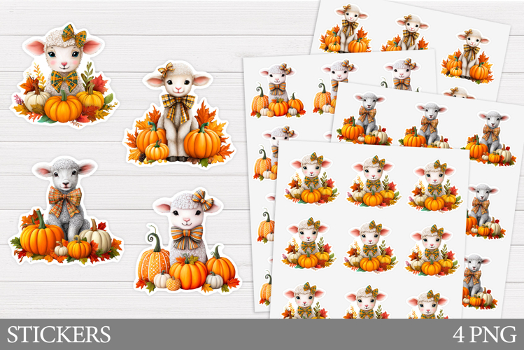 Fall Lamb Sticker Design. Fall Sticker Printable