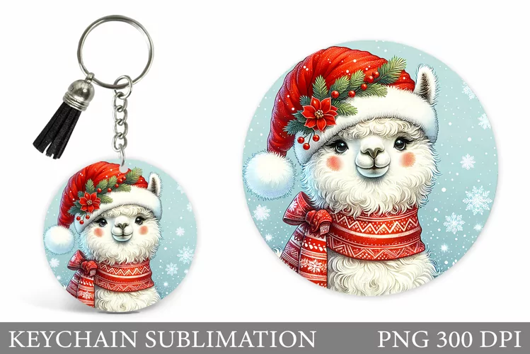 Christmas Lama Keychain. Cute Lama Keychain Design