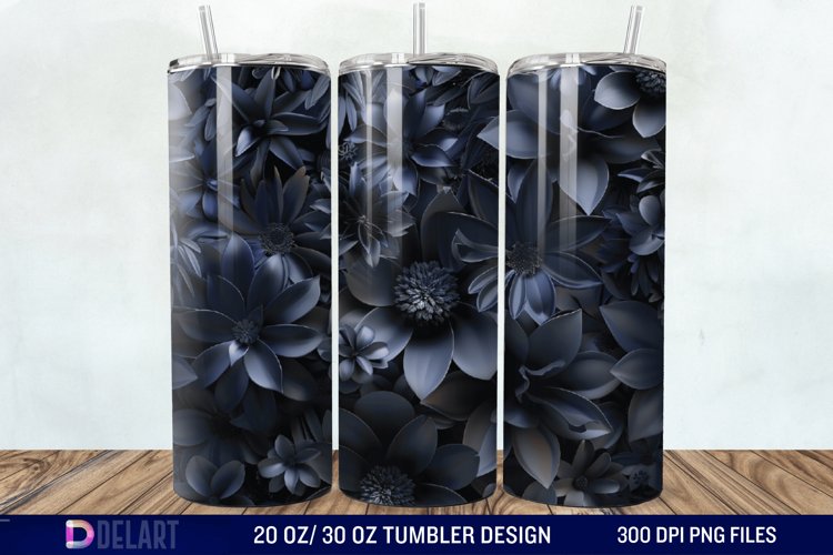 3d Dark floral Tumbler Wrap example image 1