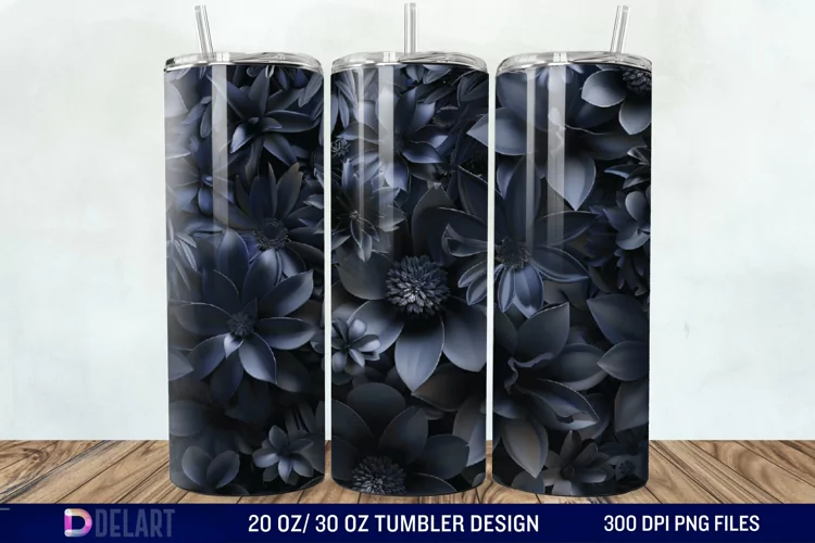 3d Dark floral Tumbler Wrap