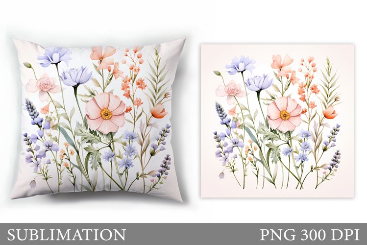 Flowers Sublimation. Wildflowers Pillow Sublimation