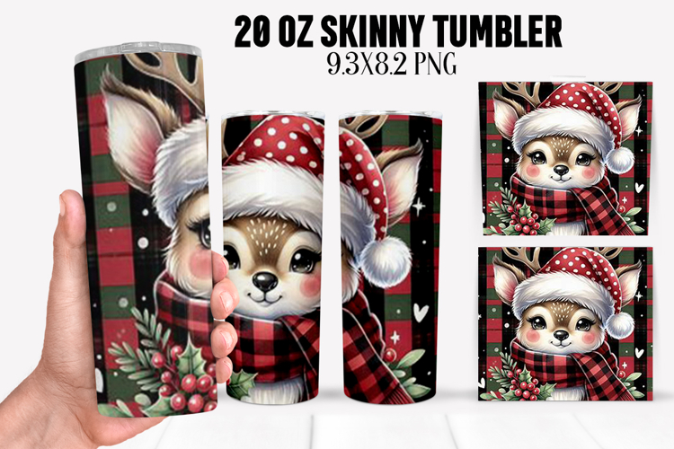 Christmas Deer Tumbler Sublimation ,20 oz Tumbler Wrap