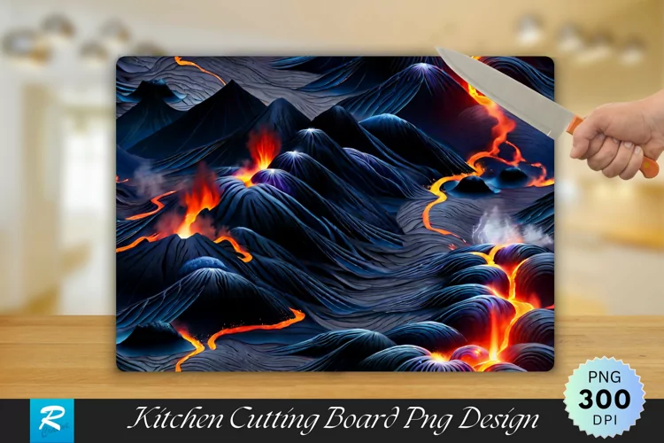Volcanic Eruption Cutting Board Sublimation Design