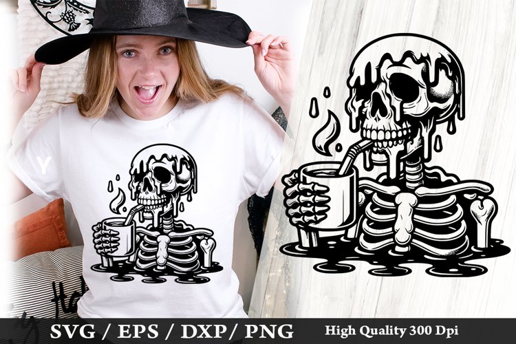 Melting Skeleton SVG Design - Skeleton T shirt Design example image 1