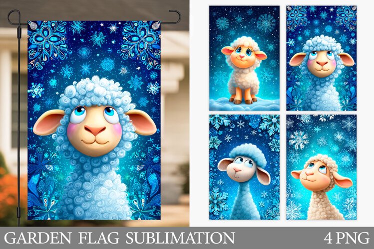 Christmas Lamb Garden Flag. Christmas Garden Flag Design example image 1