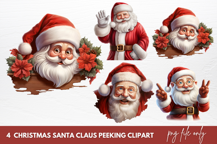 Christmas Santa Claus Peeking Clipart