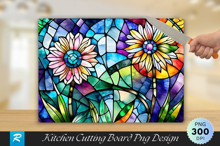 Colorful Stained Glass Cutting Board Sublimation Design
