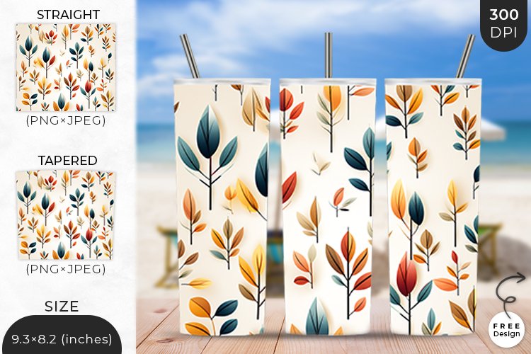 3D Autumn Tumbler Wrap | 3D Sublimation Wrap Design