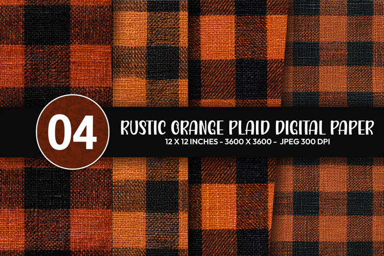 Rustic Orange Plaid Digital Paper