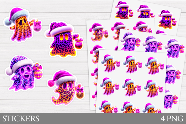 Christmas Ghost Sticker Design. Christmas Sticker Printable