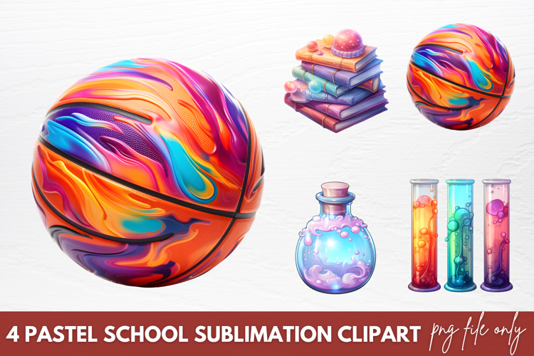 Pastel School Sublimation Clipart, Back to School Clipart