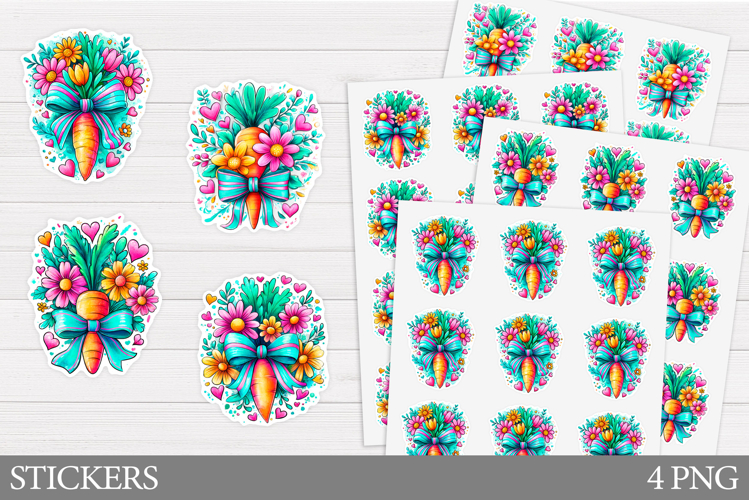 Carrot Sticker Design. Floral Sticker Printable