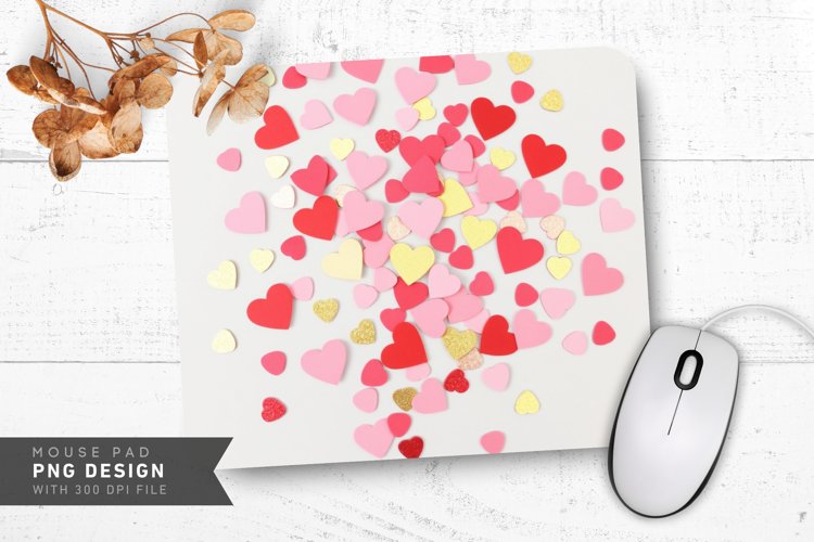 Heart Confetti Celebration Mouse Pad PNG Design