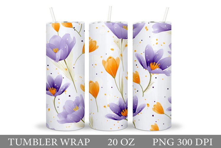 Crocus Flowers Tumbler Design. Spring Tumbler Sublimation example image 1