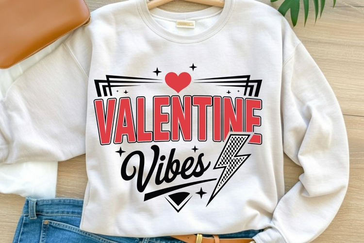 Valentine Vibes PNG | Retro Valentine Lightning Bolt PNG