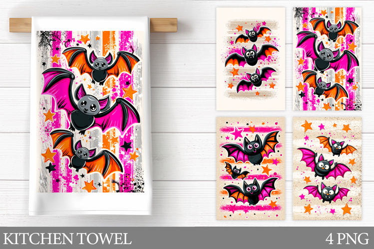 Halloween Bat Kitchen Towel. Halloween Kitchen Towel Design