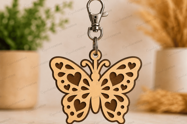 Butterfly Keychain Laser Cut SVG File butterfly keychain svg