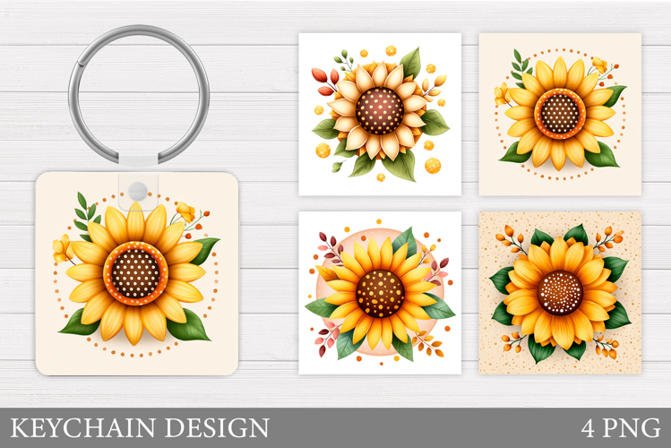 Sunflowers Keychain Sublimation. Summer Flowers Keychain